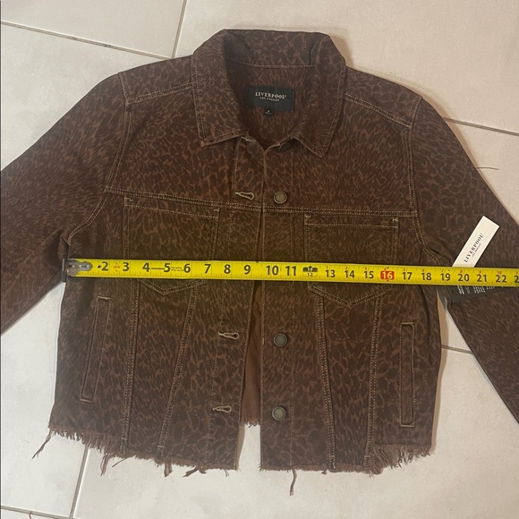 NWT Liverpool brown animal print denim jacket, small - Picture 5 of 7